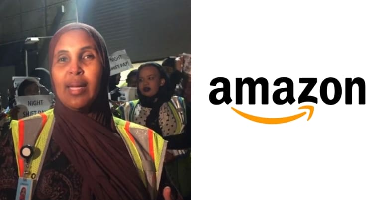 fadumo Yusuf Amazon worker Amazon logo