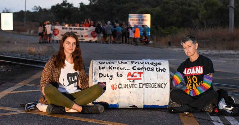 A blockade at Adani's Abbot Point coal terminal off the Great Barrier Reef