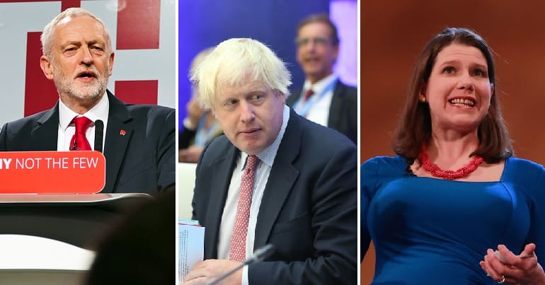 Jeremy Corbyn, Boris Johnson and Jo Swinson