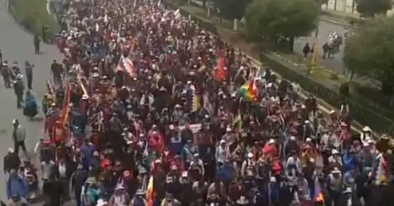Hundreds of anti-coup protesters march in Bolivia