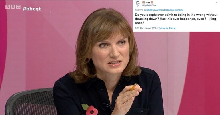 Fiona Bruce and a tweet criticising her recent Question Time appearance