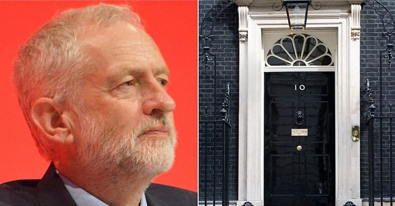 Jeremy Corbyn and the door of Number 10