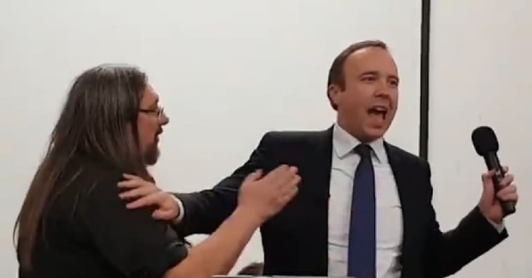 Health secretary Matt Hancock at hustings event in Haverhill, Suffolk