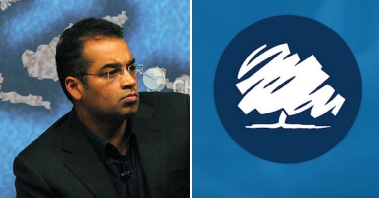 Krishnan Guru-Murthy and Conservative logo