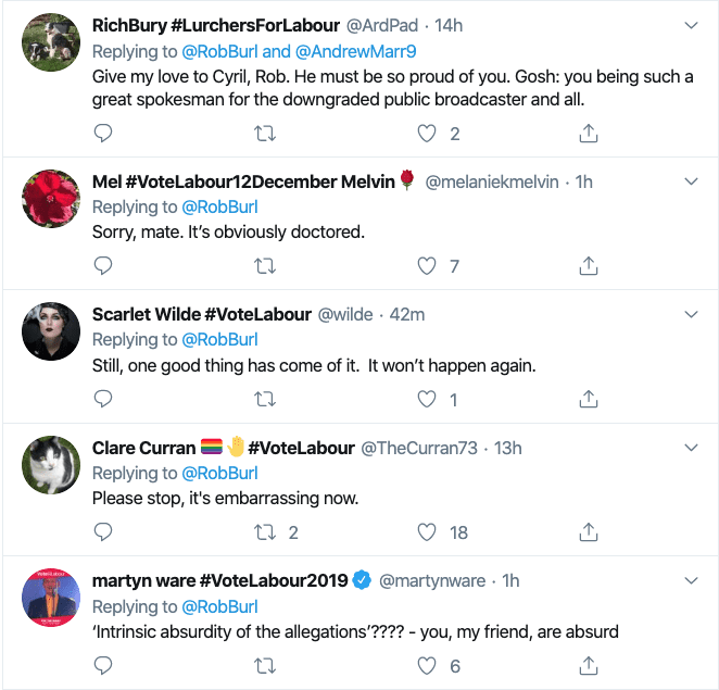 Twitter replies to Rob Burley