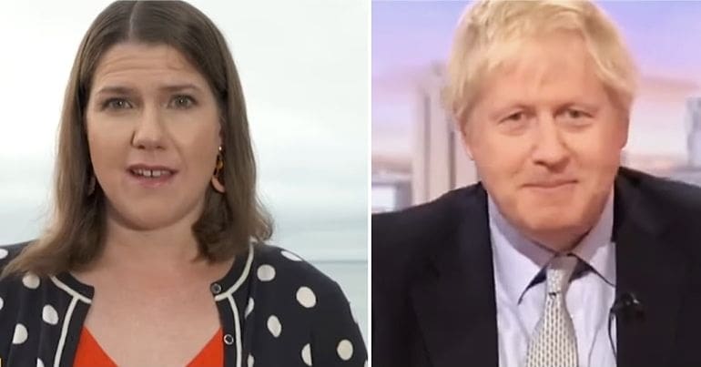 Jo Swinson and Boris Johnson