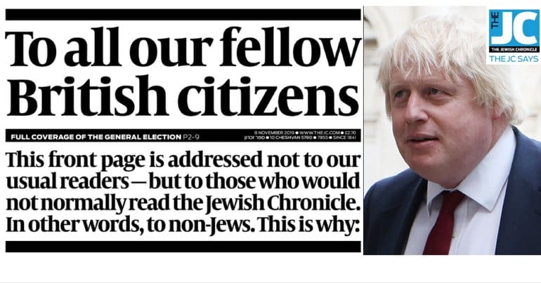 JC front page and Boris Johnson