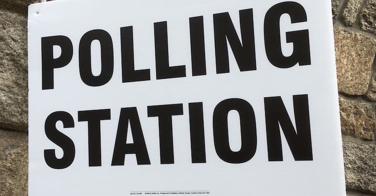 Polling station sign