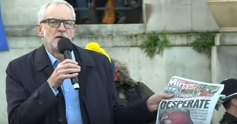 Jeremy Corbyn at a rally