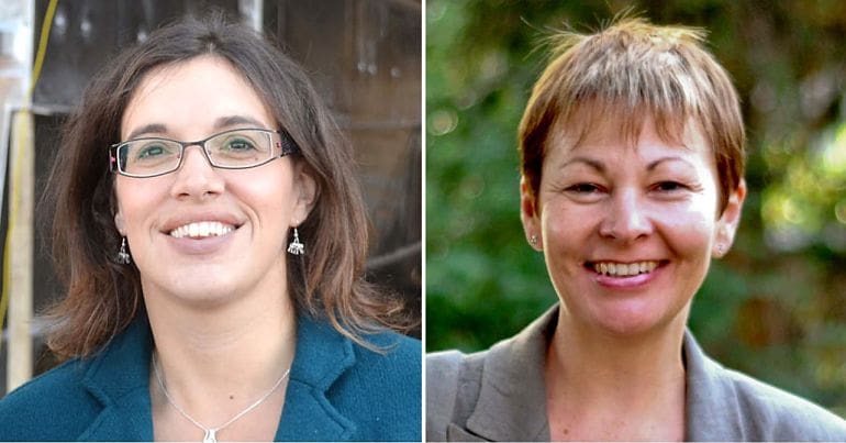 Vix Lowthion and Caroline Lucas