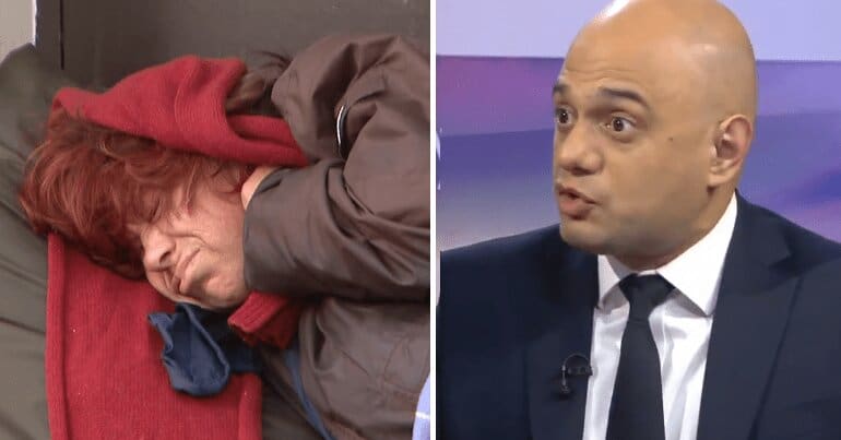 Homeless person and Sajid Javid