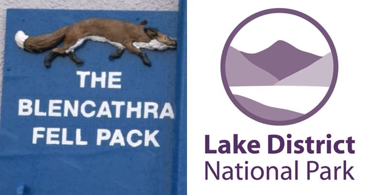 Blencathra Fell Pack logo and Lake District National Park Authority logo