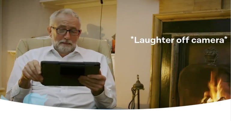 Jeremy Corbyn reading tweets