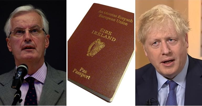 Barnier, Irish passport & Johnson