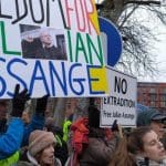 Crowd gathers in defence of Julian Assange outside Belmarsh prison