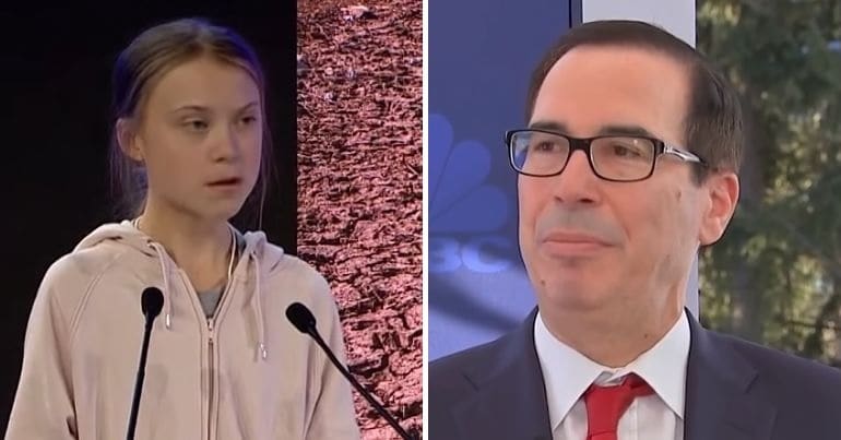 Greta Thunberg and Steven Mnuchin