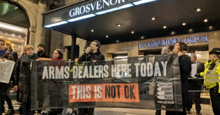 Protest at arms trade dinner