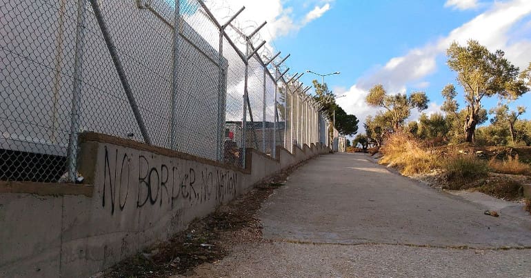 Moria refugee camp on the Greek island of Lesbos