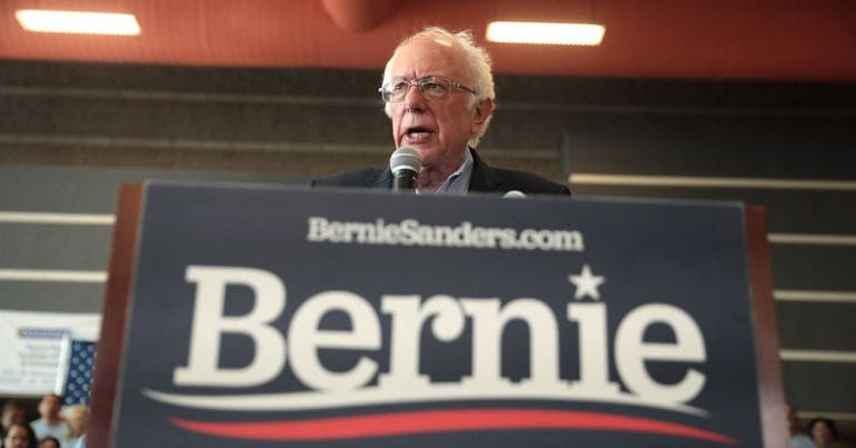 Bernie Sanders at the podium