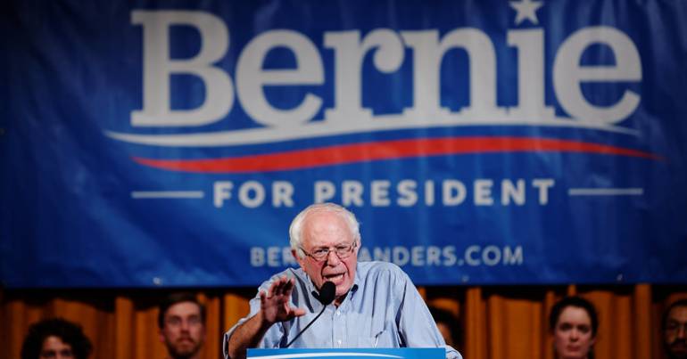 Bernie Sanders at the podium
