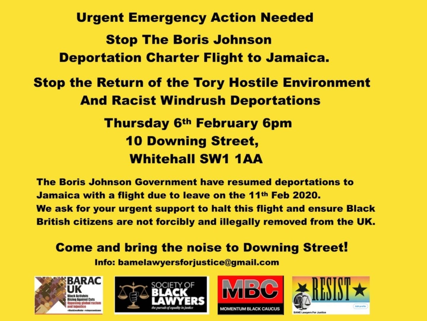 Jamaica Deportation Flight Demo Details