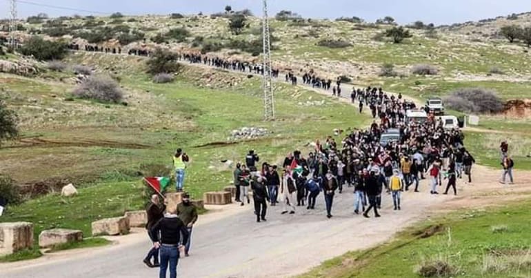 Palestinians demonstrate against annexation in the Jordan Valley