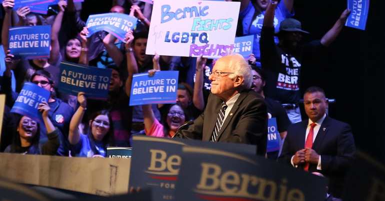 Bernie Sanders at a rally in Texas