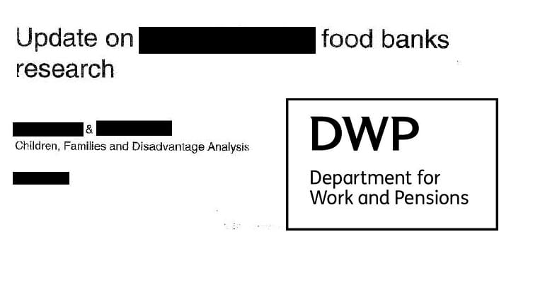 The DWP logo and a redacted document