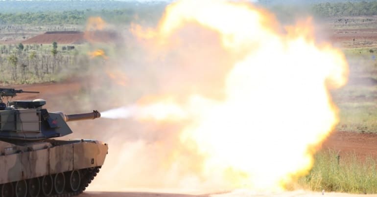 A tank firing