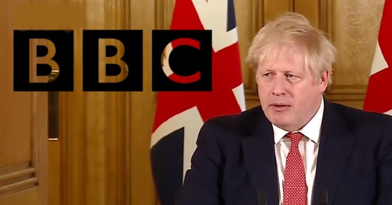 Boris Johnson and the BBC logo