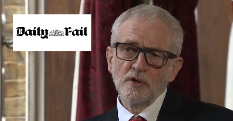 Jeremy Corbyn and a 'Daily Fail' logo