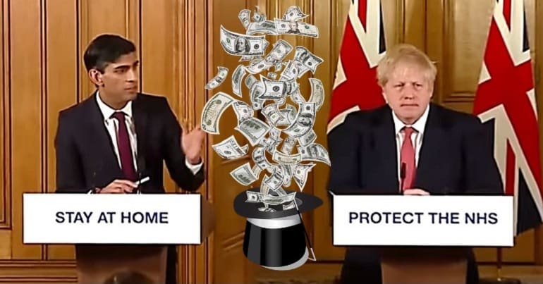 Rishi Sunak Boris Johnson and a magic money hat