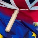 The EU and UK flags and a tampon