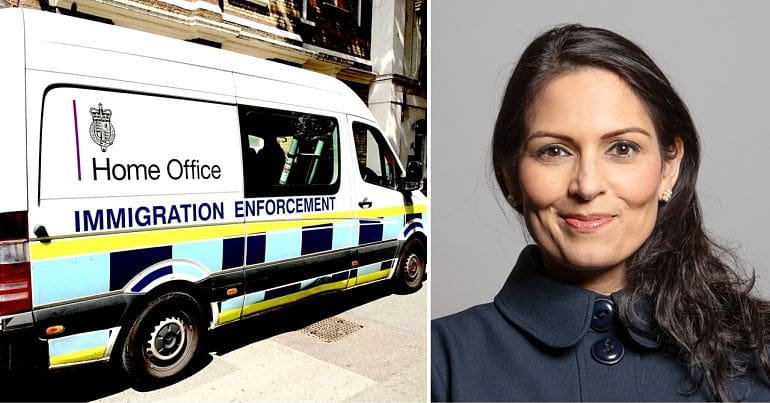 Immigration Enforcement van / Priti Patel