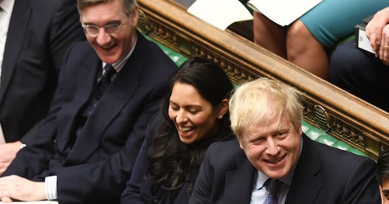 Jacob Rees-Mogg, Priti Patel and Boris Johnson