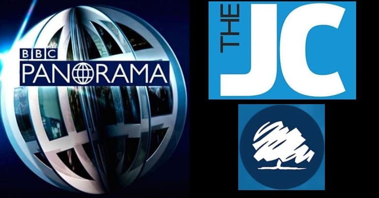 BBC Panorama, Jewish Chronicle, and Conservative Party logos