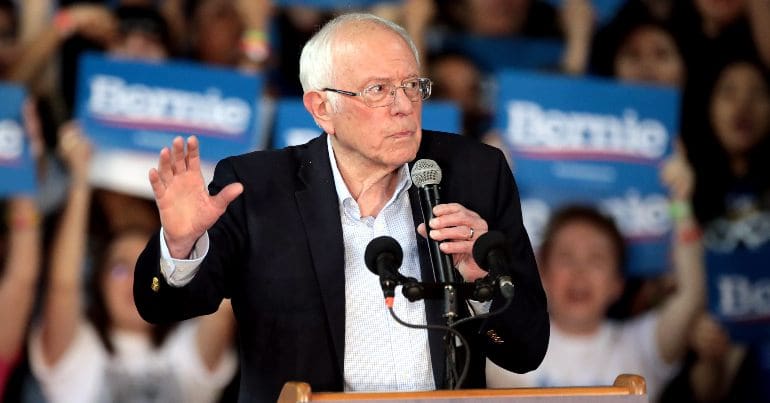 Bernie Sanders at a rally