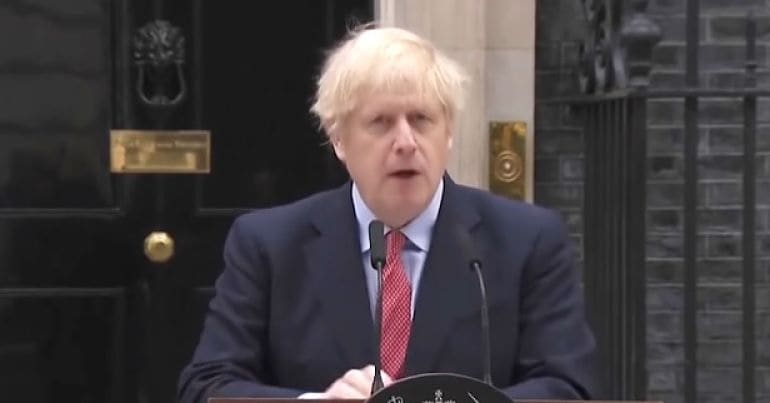 Boris Johnson speaking outside Downing Street