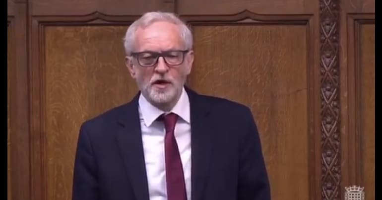 Jeremy Corbyn on backbenches in parliament