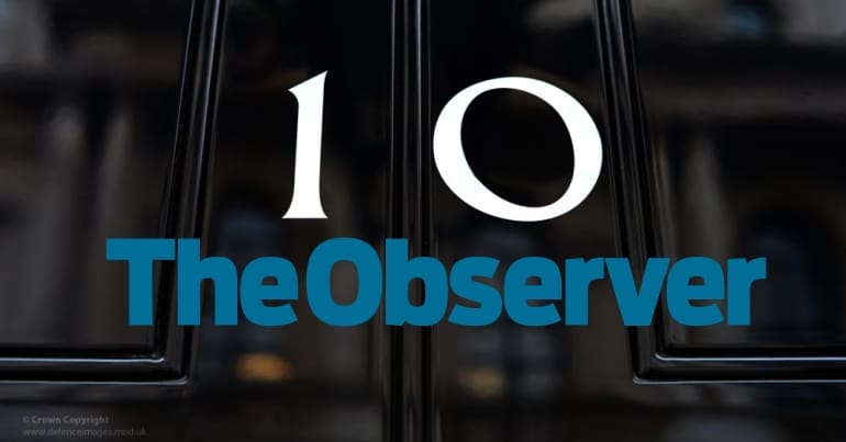 No 10 Downing Street and the Observer logo