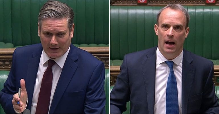 Keir Starmer and Dominic Raab at PMQs