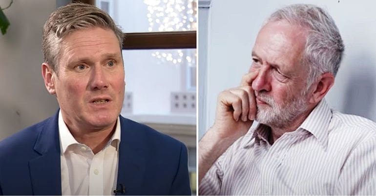 Keir Starmer and Jeremy Corbyn as the Labour Party drifts further right