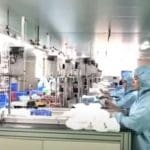Face masks being produced in a factory