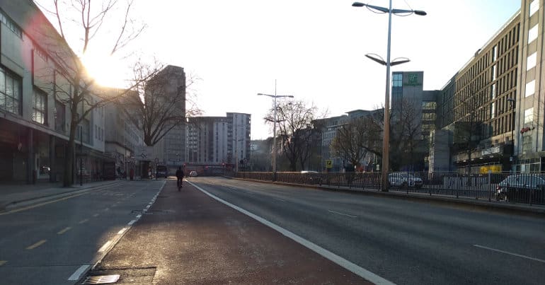 Cycling on empty streets during the lockdown