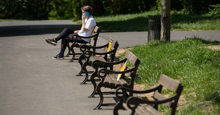 Person sitting on bench