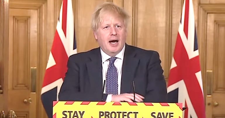 Boris Johnson giving a coronavirus daily briefing
