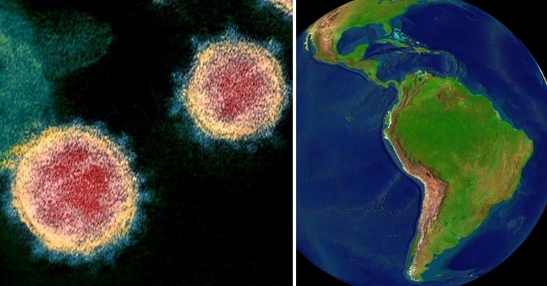 Coronavirus and aerial view of Latin America