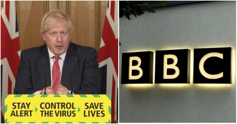 Boris Johnson and BBC logo
