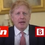 Boris Johnson and logos for the Sun and BBC