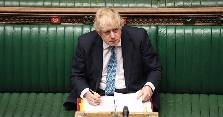 Boris Johnson alone in house of commons